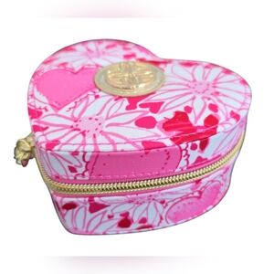 NWOT Lilly Pulitzer Heart Jewelry Case "Dear Heart" print, pink red white gold